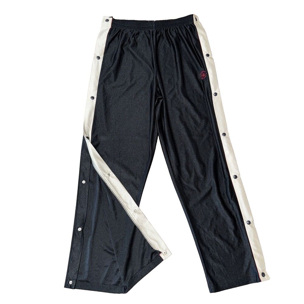 Vintage Snap Side Track Pants Men’s XL Black Tearaway Warm Up Streetwear 90s USA